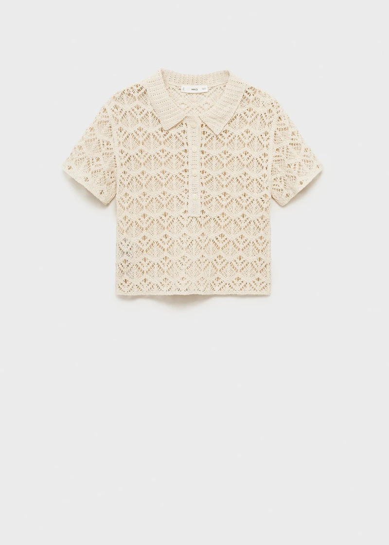 Short-sleeved crochet sweater