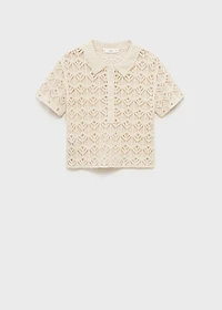 Short-sleeved crochet sweater