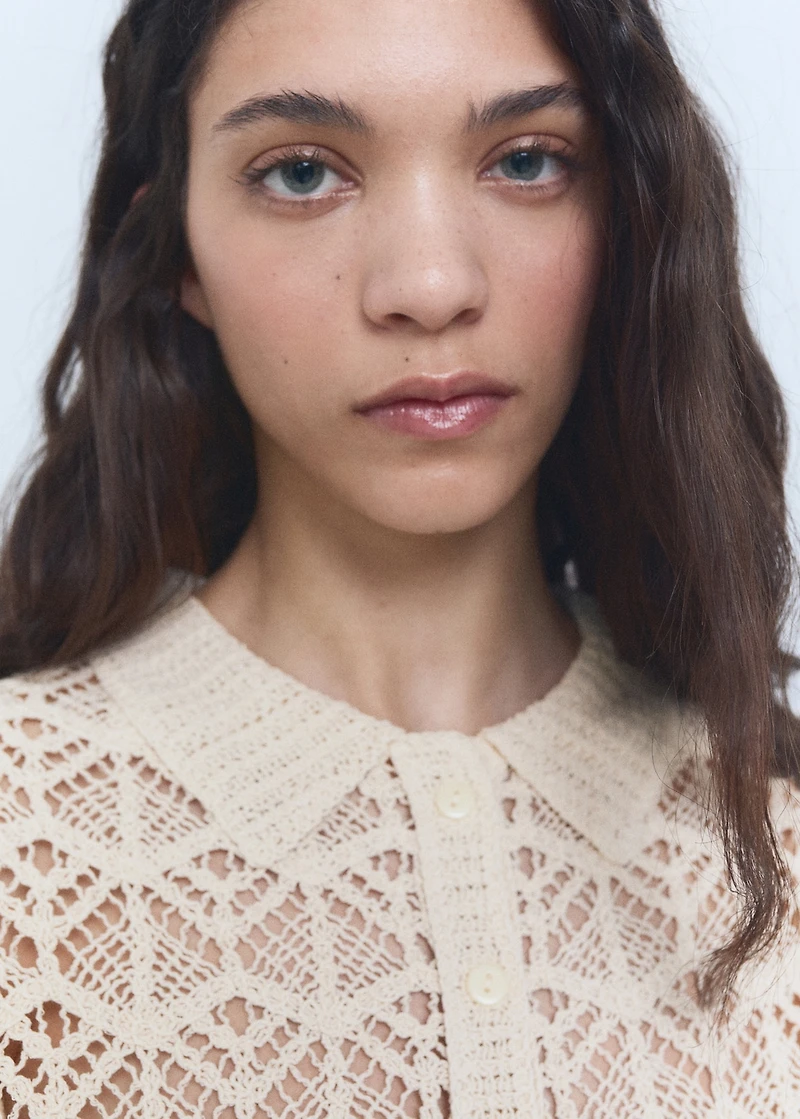 Short-sleeved crochet sweater