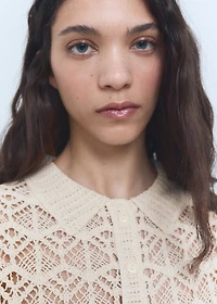 Short-sleeved crochet sweater