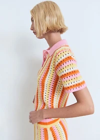 Two-tone striped crochet sweater