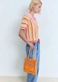 Two-tone striped crochet sweater