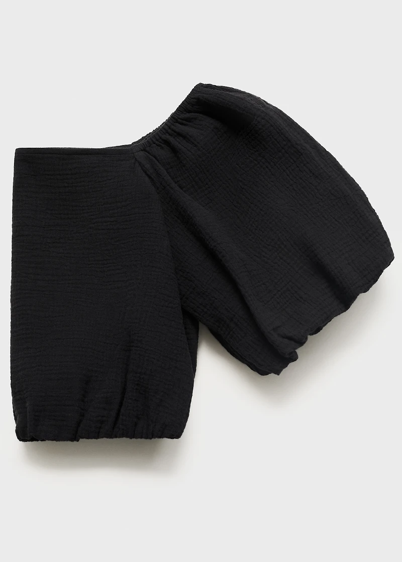 Puffed sleeves cotton blouse