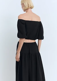 Puffed sleeves cotton blouse