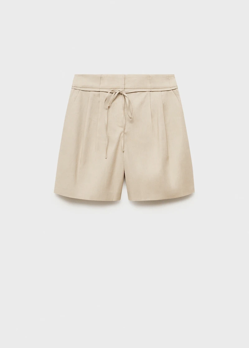 Linen shorts with bow and belt