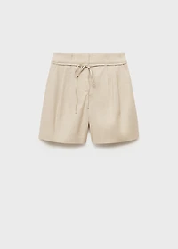 Linen shorts with bow and belt