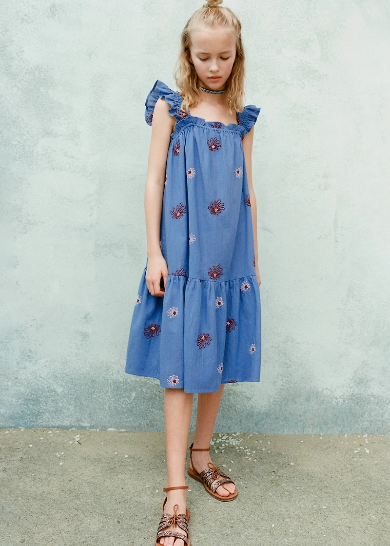 Floral embroidery dress