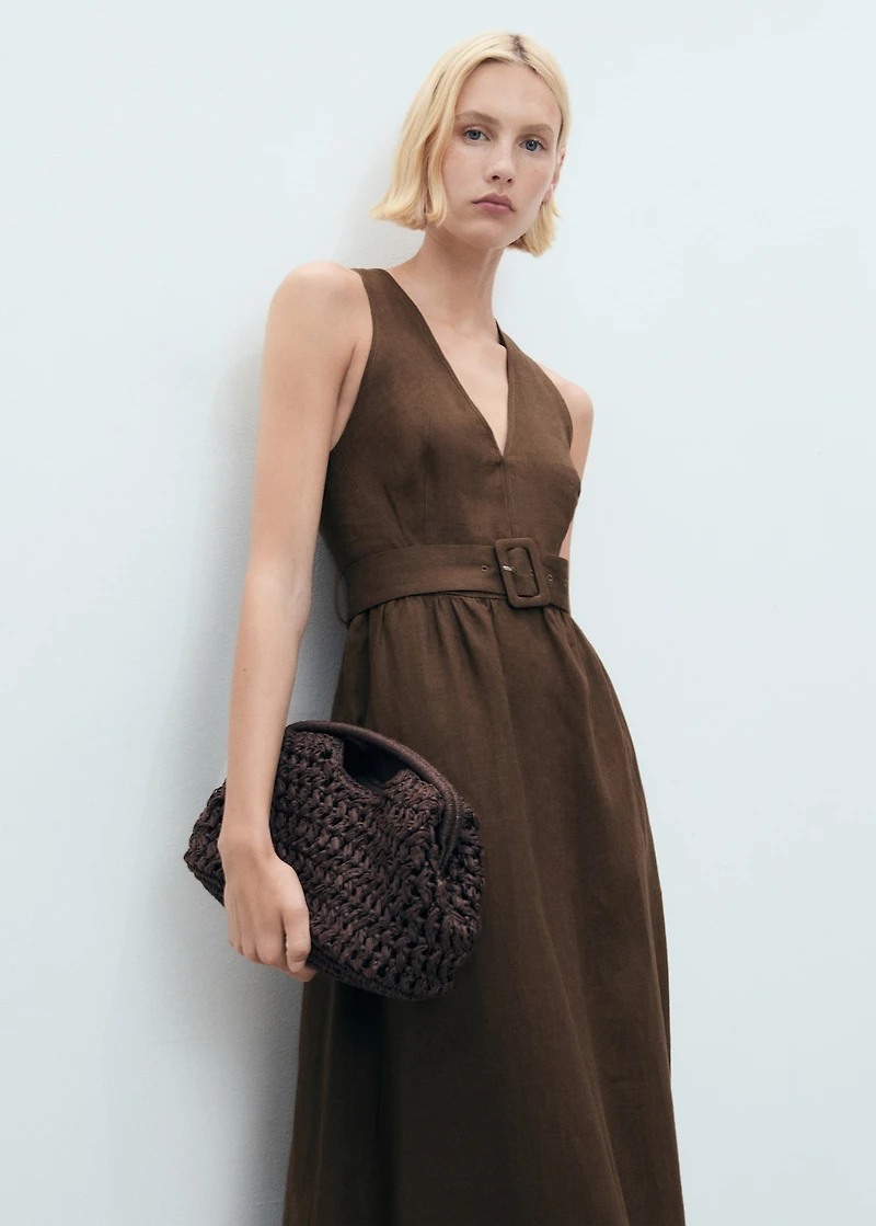 Belt linen dress