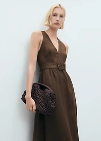 Belt linen dress