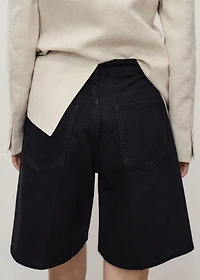 High-waist straight-fit denim shorts