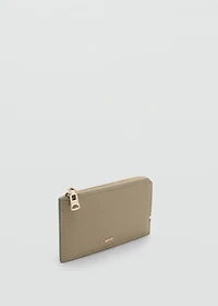 Saffiano-effect card holder with zipper