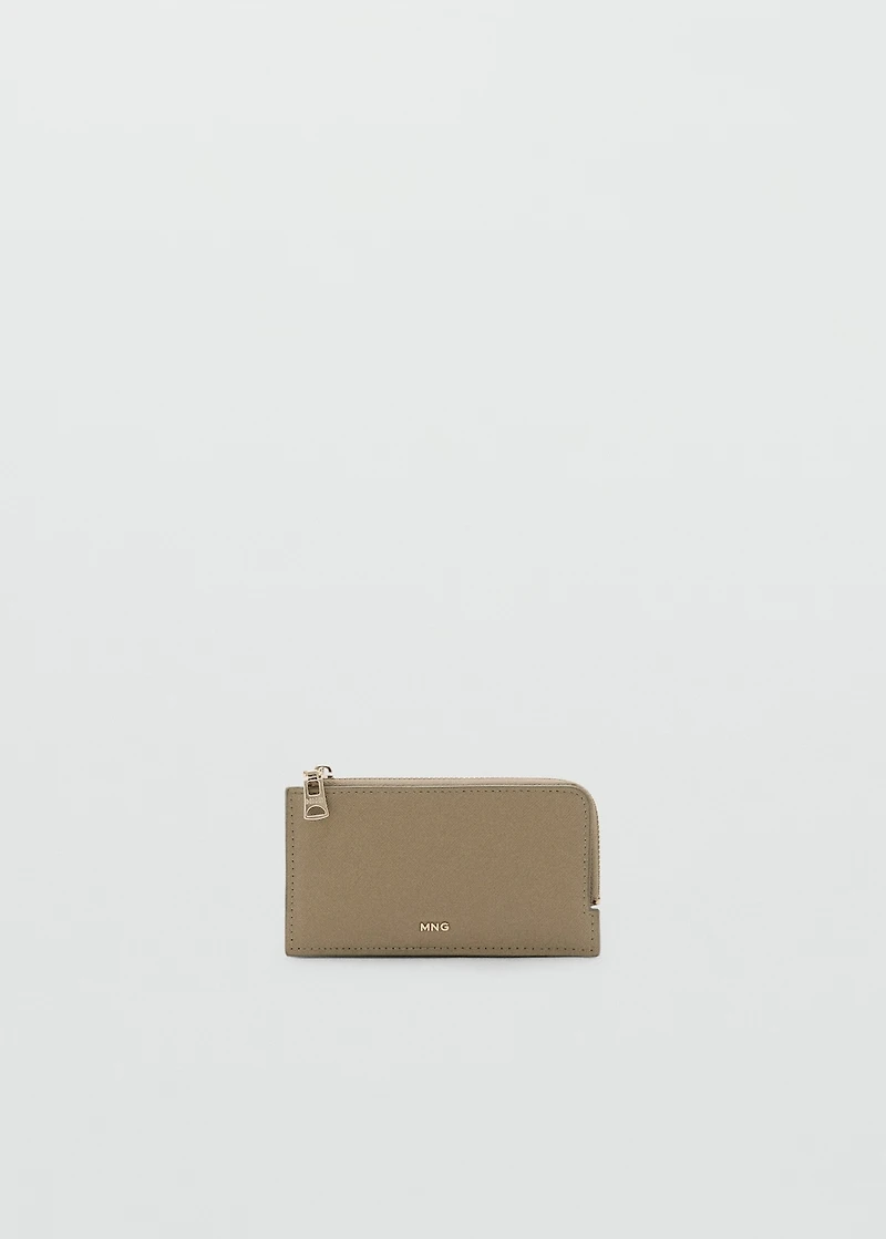 Saffiano-effect card holder with zipper