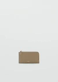 Saffiano-effect card holder with zipper