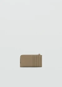 Saffiano-effect card holder with zipper