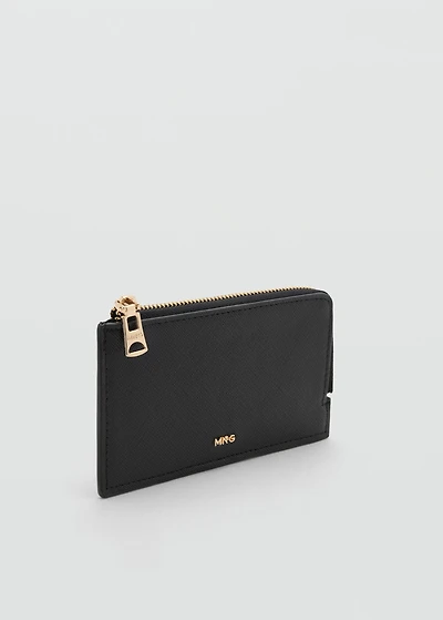 Saffiano-effect card holder with zipper