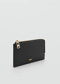 Saffiano-effect card holder with zipper