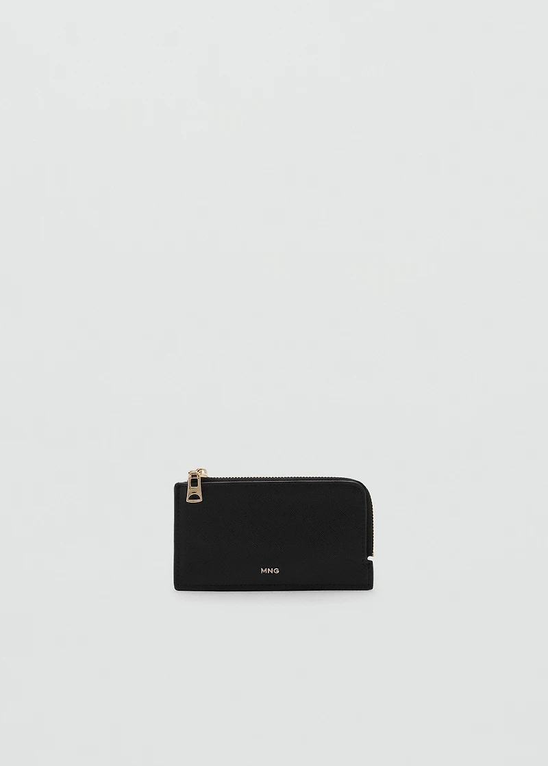 Saffiano-effect card holder with zipper