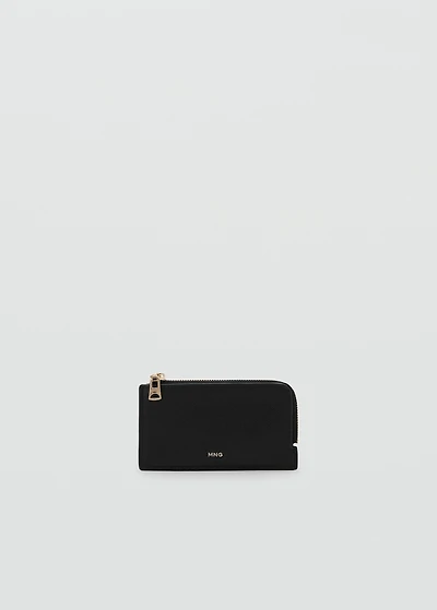 Saffiano-effect card holder with zipper