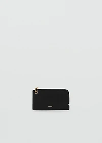 Saffiano-effect card holder with zipper