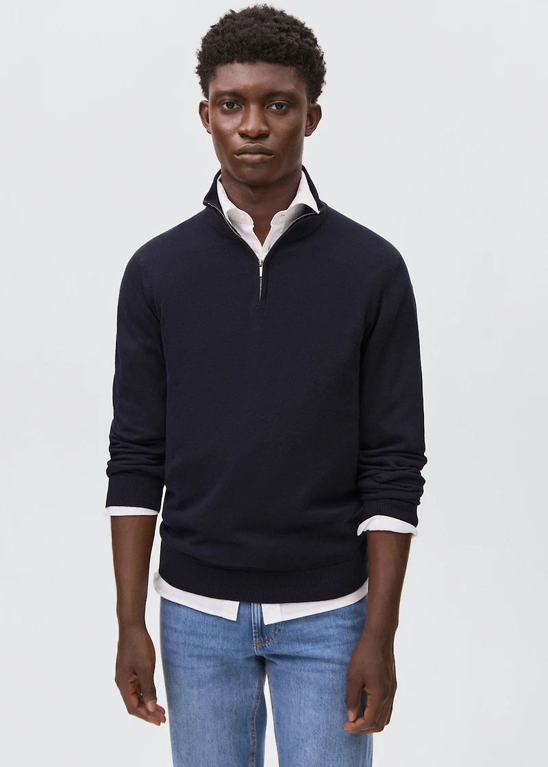 Knitted sweater with perkins neck