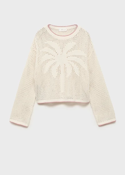 Knit sweater with lace pattern