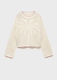 Knit sweater with lace pattern