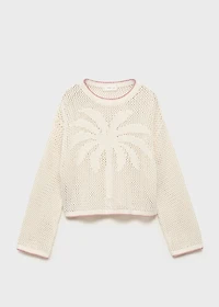 Knit sweater with lace pattern