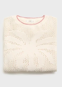 Knit sweater with lace pattern