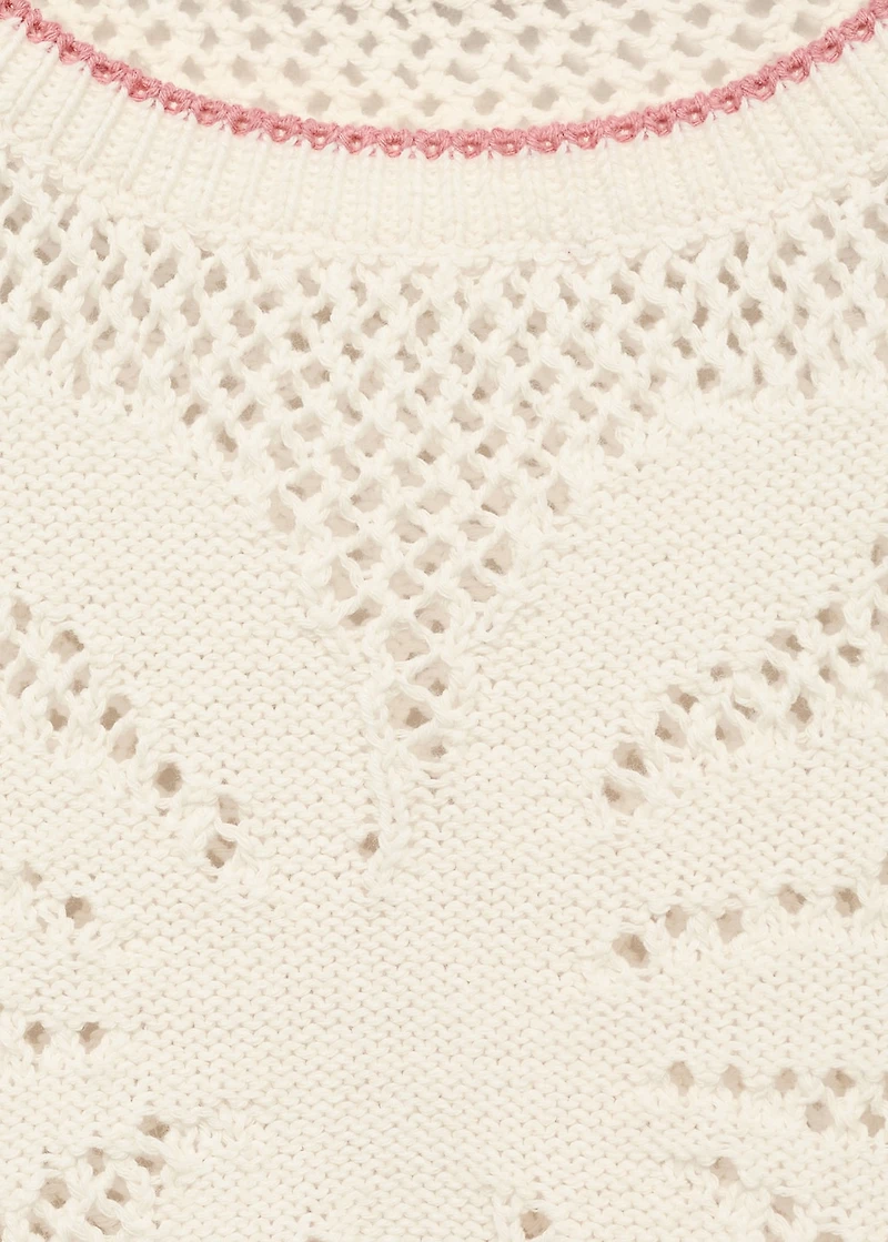 Knit sweater with lace pattern