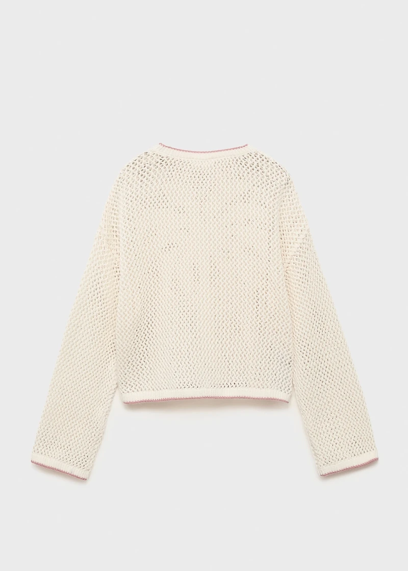 Knit sweater with lace pattern