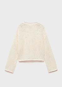 Knit sweater with lace pattern