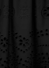 Embroidered combined dress with lace accents