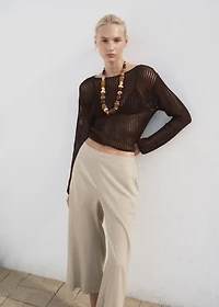 Cropped linen-blend pants