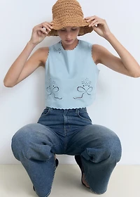 Embroidered crop top