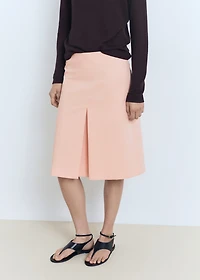 Cotton midi-skirt with pleat detail
