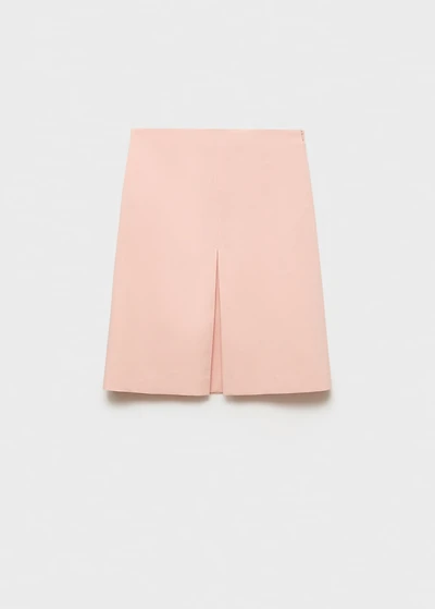 Cotton midi-skirt with pleat detail