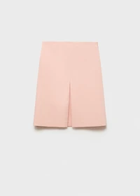 Cotton midi-skirt with pleat detail