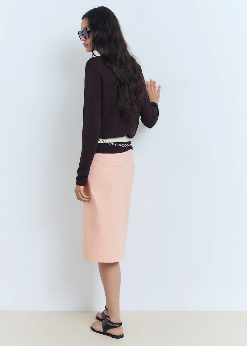 Cotton midi-skirt with pleat detail