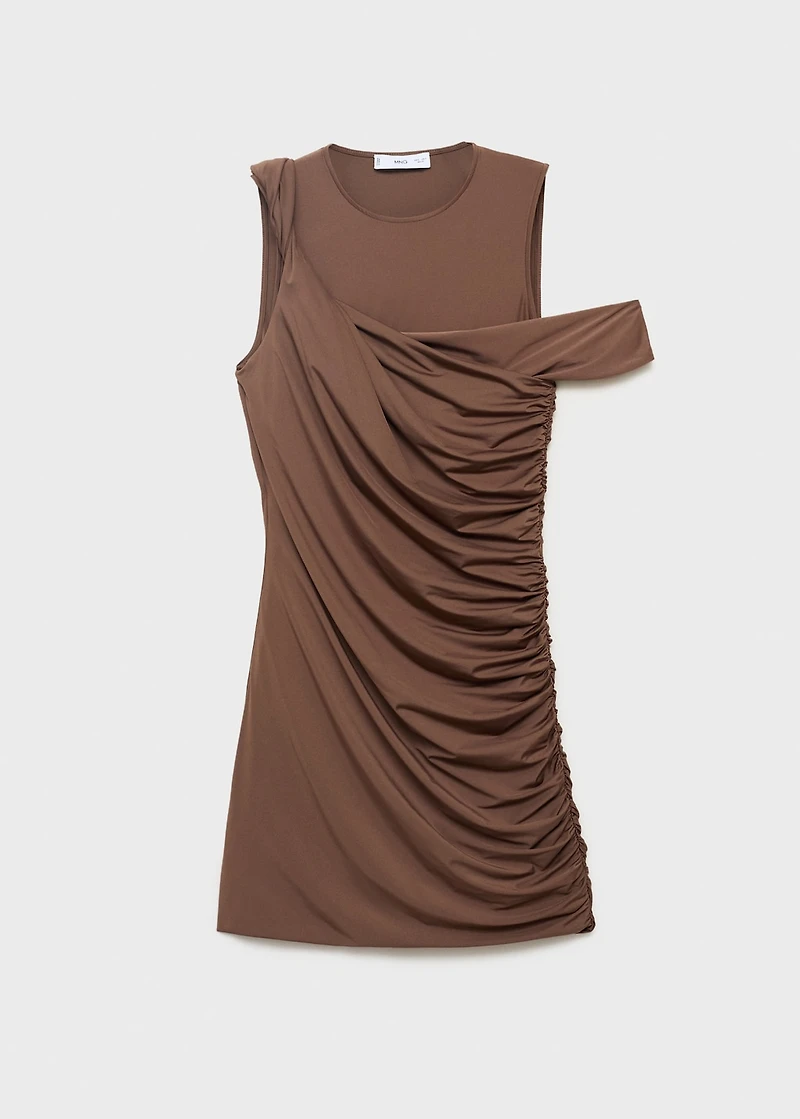 Draped dress with asymmetrical straps