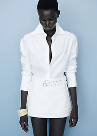 Denim culottes with double belt