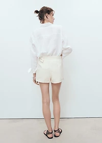 Denim culottes with double belt