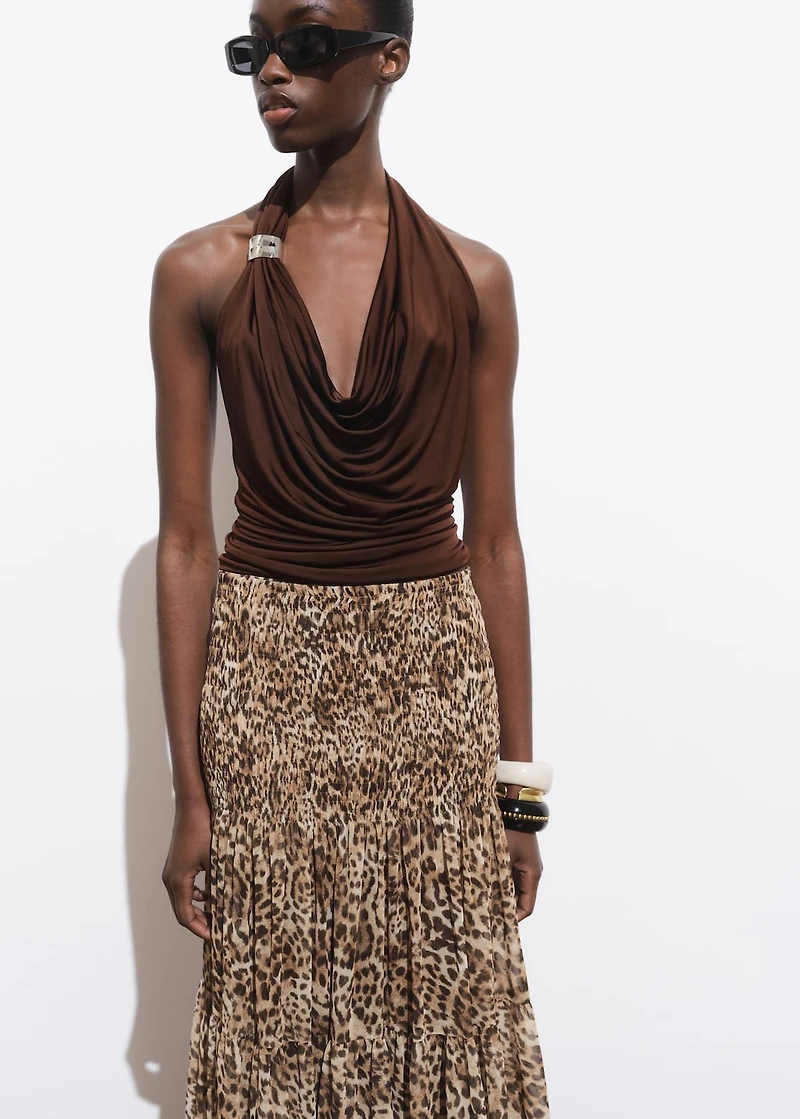 Draped top with metallic detail