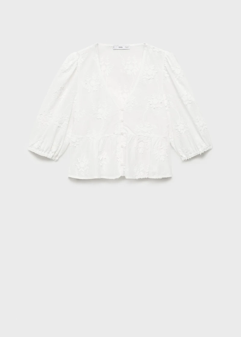 Cotton blouse with floral embroidery