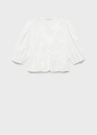 Cotton blouse with floral embroidery