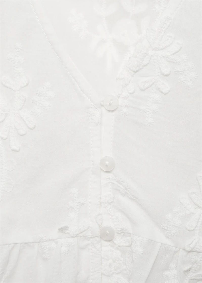 Cotton blouse with floral embroidery