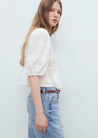 Cotton blouse with floral embroidery