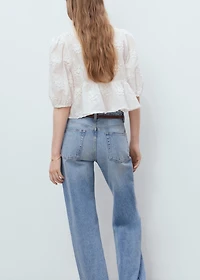 Cotton blouse with floral embroidery