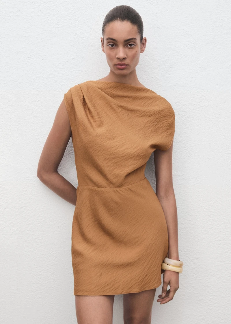 Asymmetric draped gown