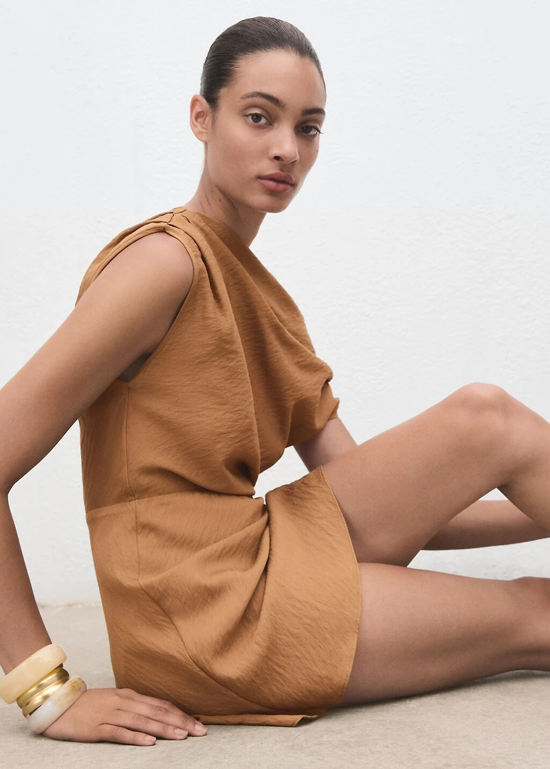 Asymmetric draped gown