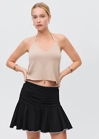 Embroidered ruffled skirt